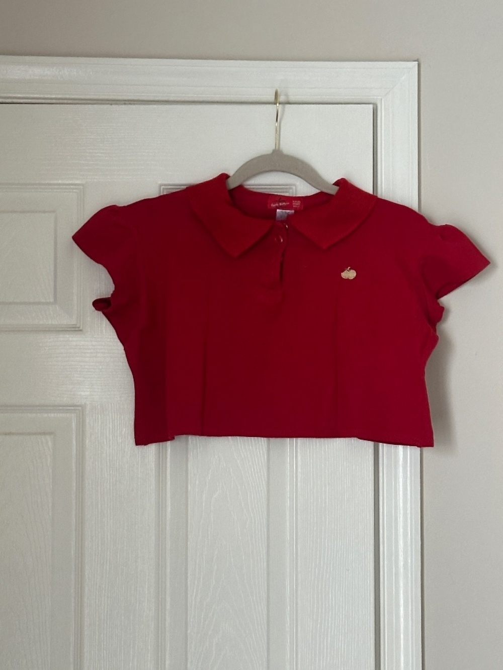 Vintage Apple Bottoms Super Cropped Polo Top Size Large Red Cotton 90's Y2K